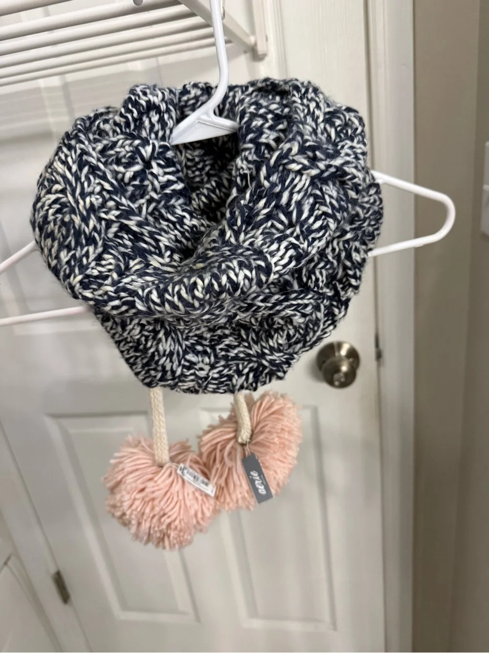 Aerie Infinity scarf with interchangeable Pom Poms